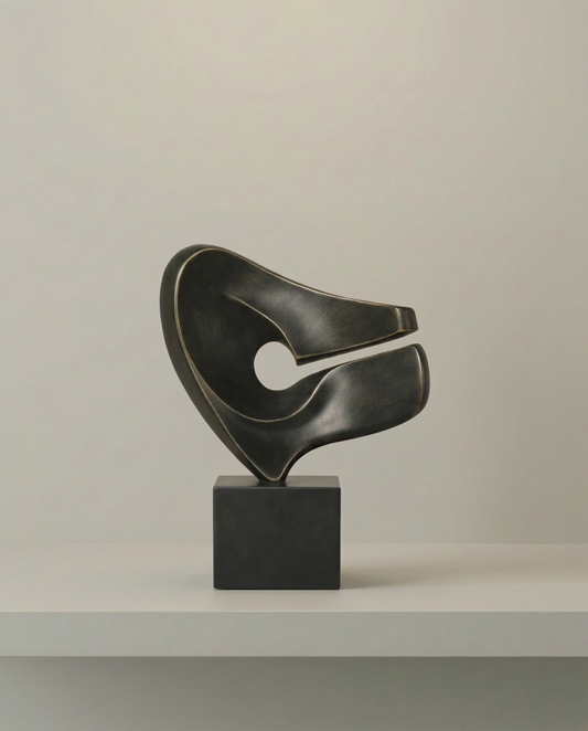 Bronze Wing Sculpture, front view on neutral background