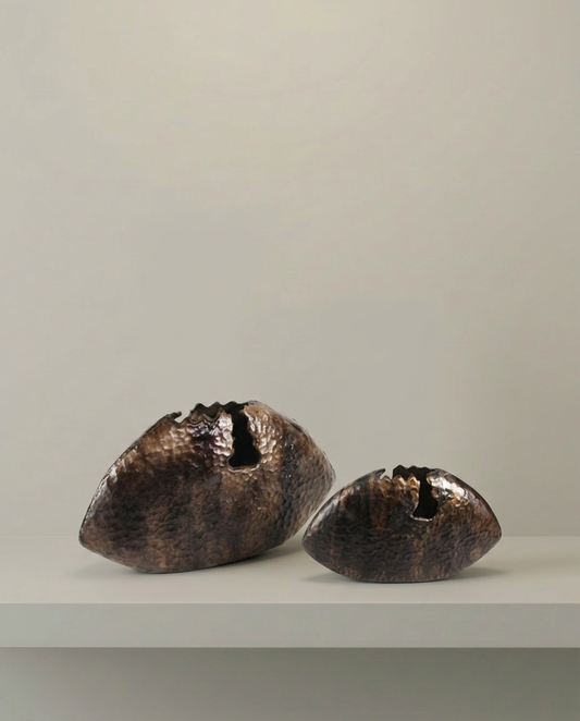 Eroded Vessels, Set of 2, front view on neutral background