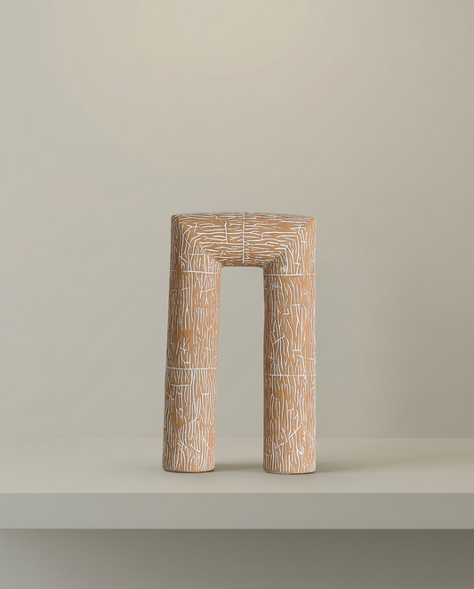 Etched Arch Sculpture, front view on neutral background