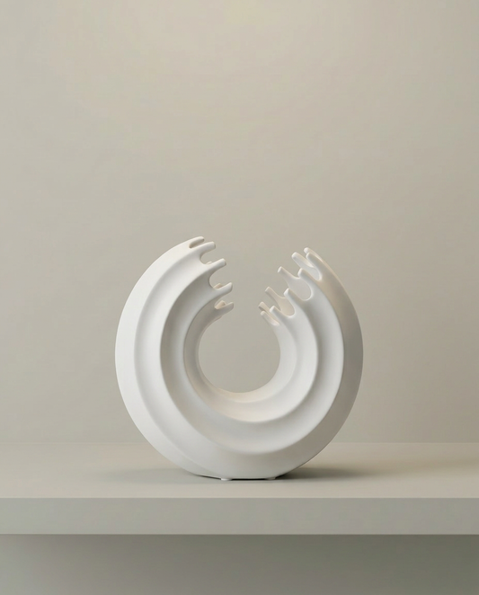 Layered Arc Sculpture, front view on neutral background