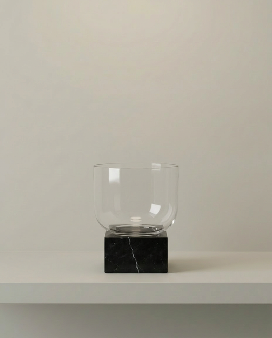Noir Glass Vase, Small, front view on neutral background