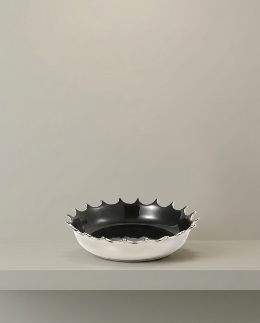 Scalloped Crown Bowl, front view on neutral background