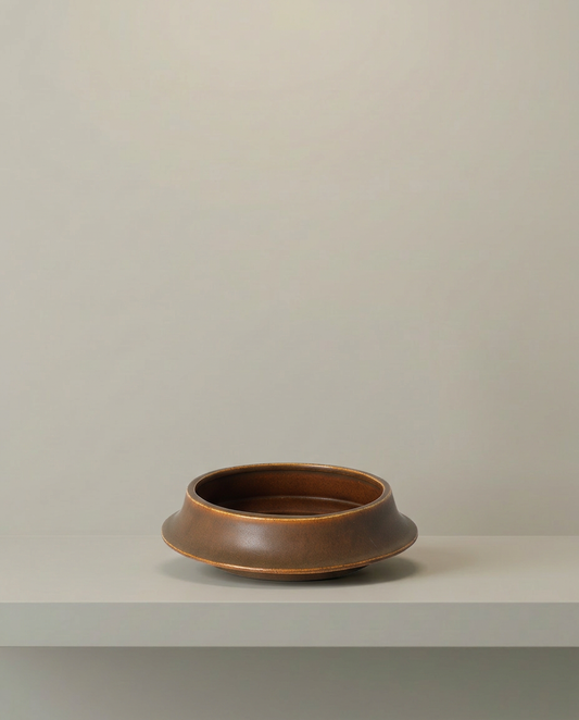 Terracotta Flared Bowl, front view on neutral background