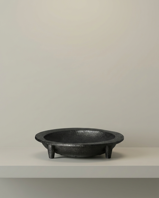 Textured Round Bowl, front view on neutral background