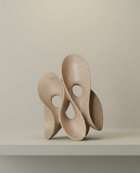 Triple Loop Sculpture, front view on neutral background
