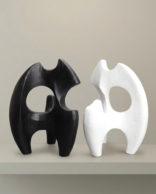 Abstract Sculptures, front view on neutral background