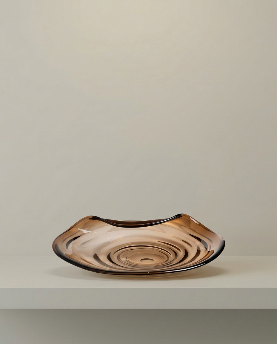 Amber Ripple Tray, front view on neutral background