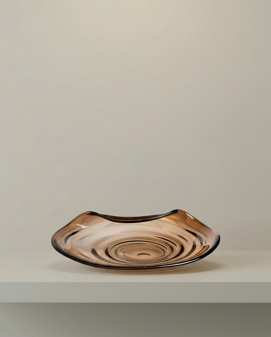 Amber Ripple Tray, front view on neutral background