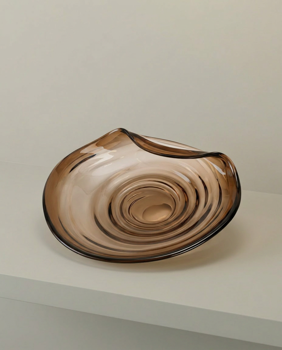 Amber Ripple Tray, elevated angle view