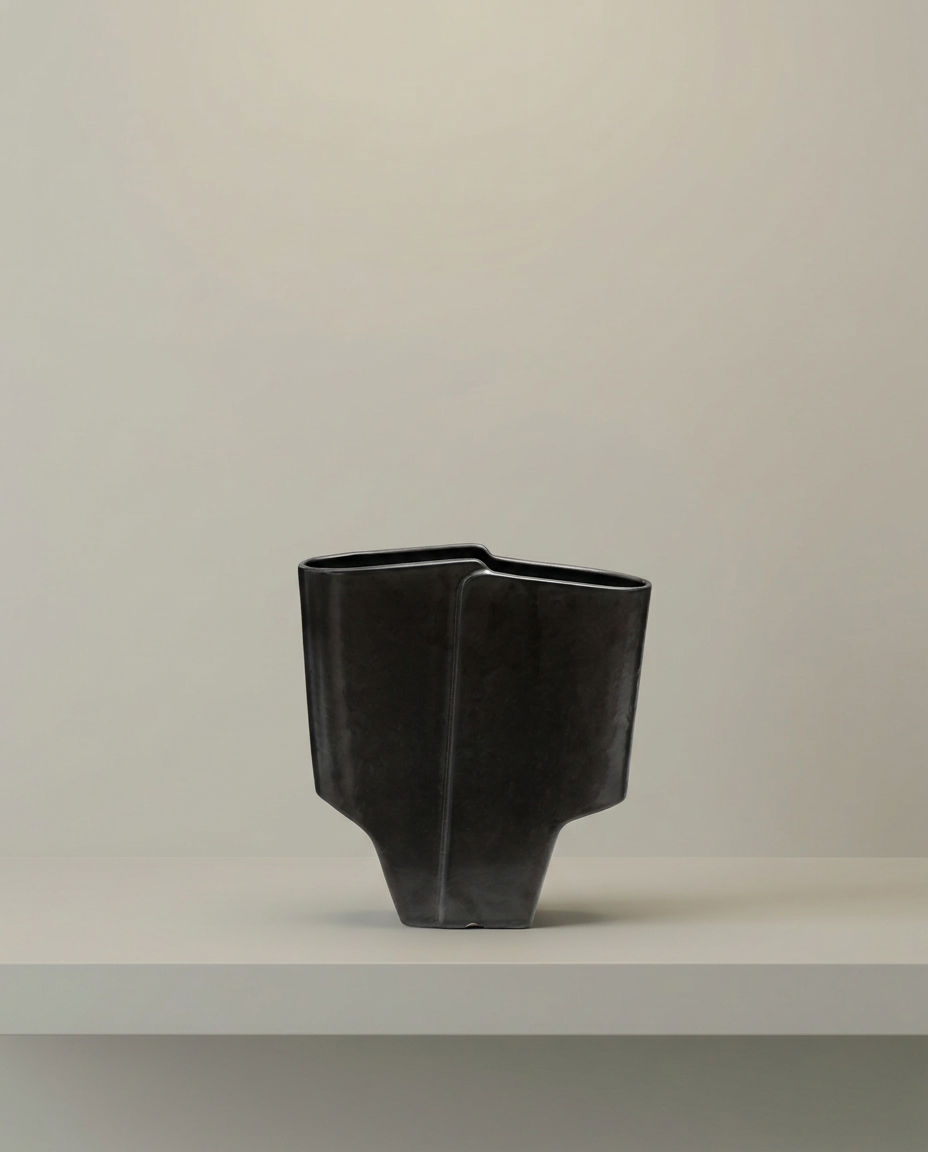 Angled Arch Vase, front view on neutral background