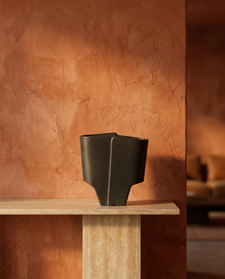 Angled Arch Vase, styled in a real interior setting