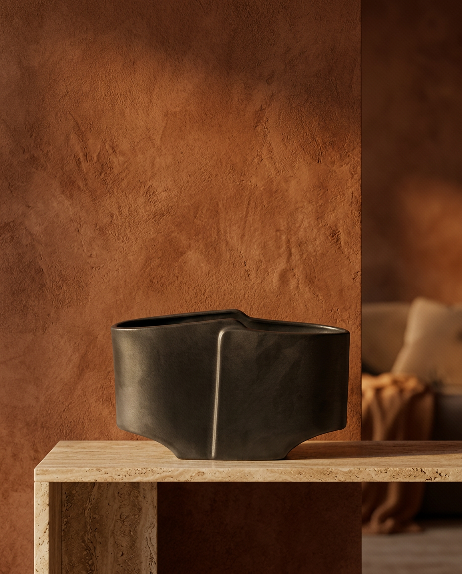 Angled Pour Vessel, styled in a real interior setting