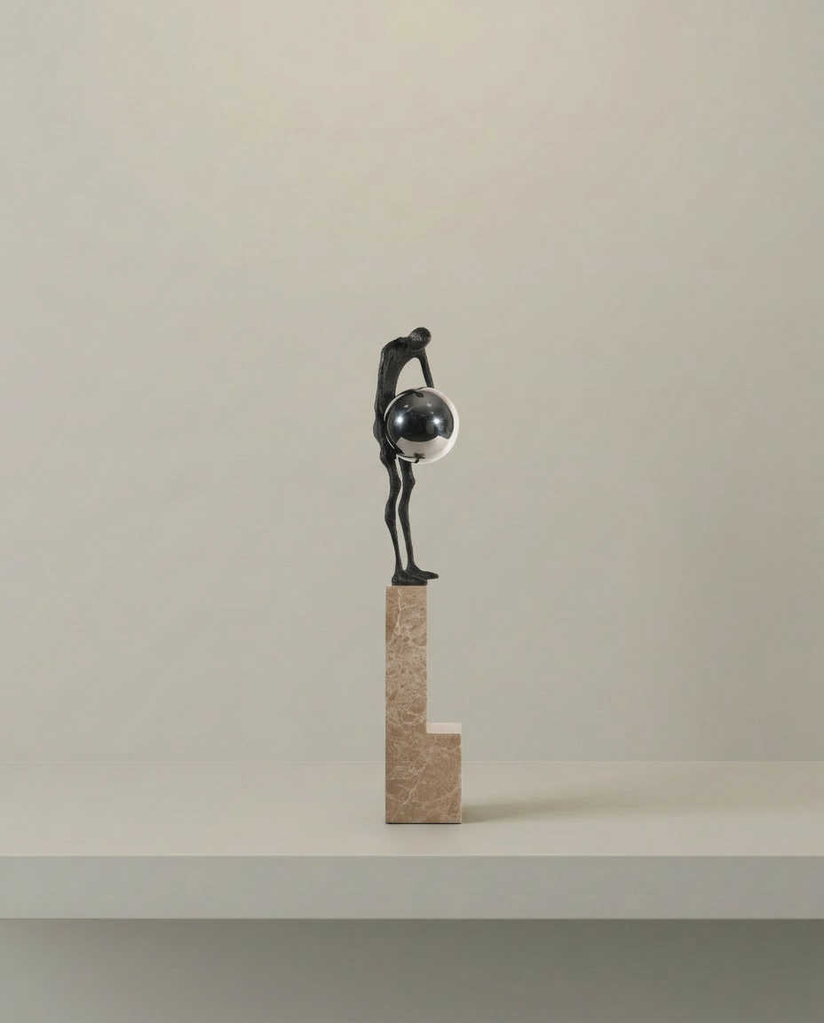Atlas Sculpture, front view on neutral background