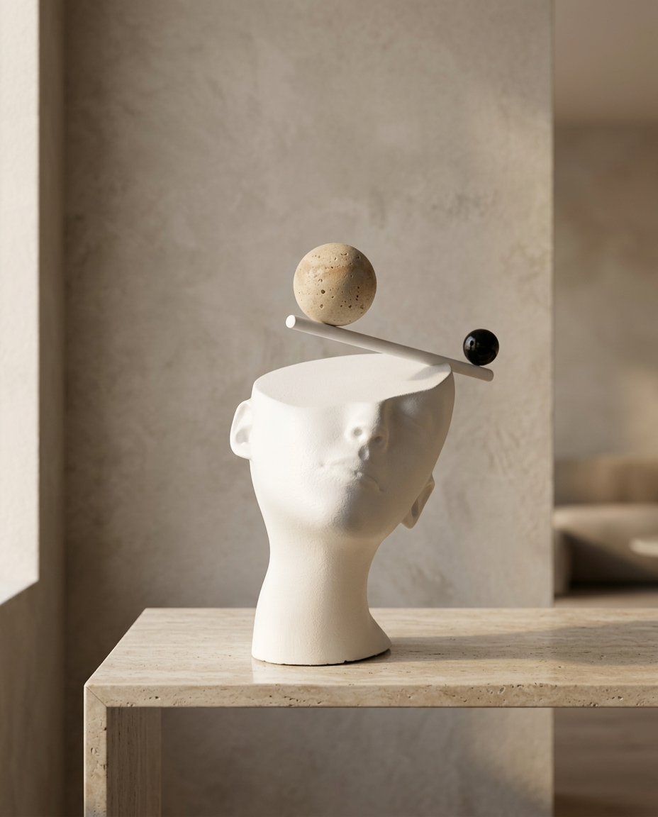 Balance Head Sculpture, styled in a real interior setting