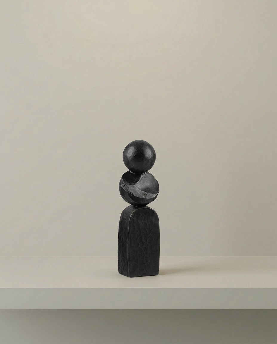 Balance Stack Sculpture, Short, front view on neutral background