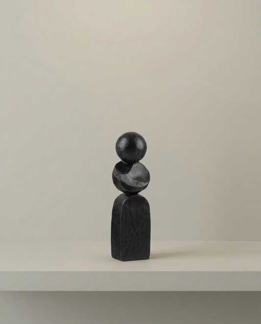 Balance Stack Sculpture, Short, front view on neutral background