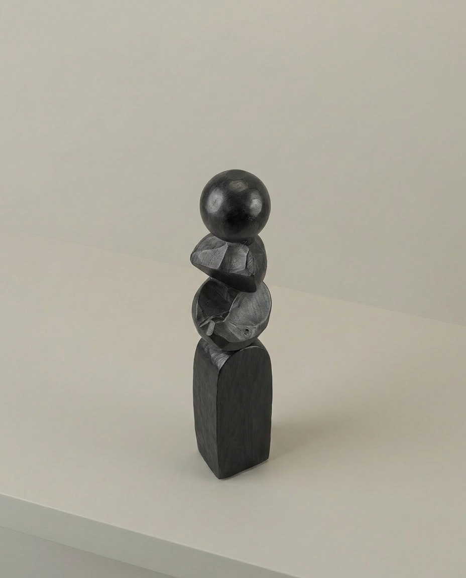 Balance Stack Sculpture, Tall, elevated angle view