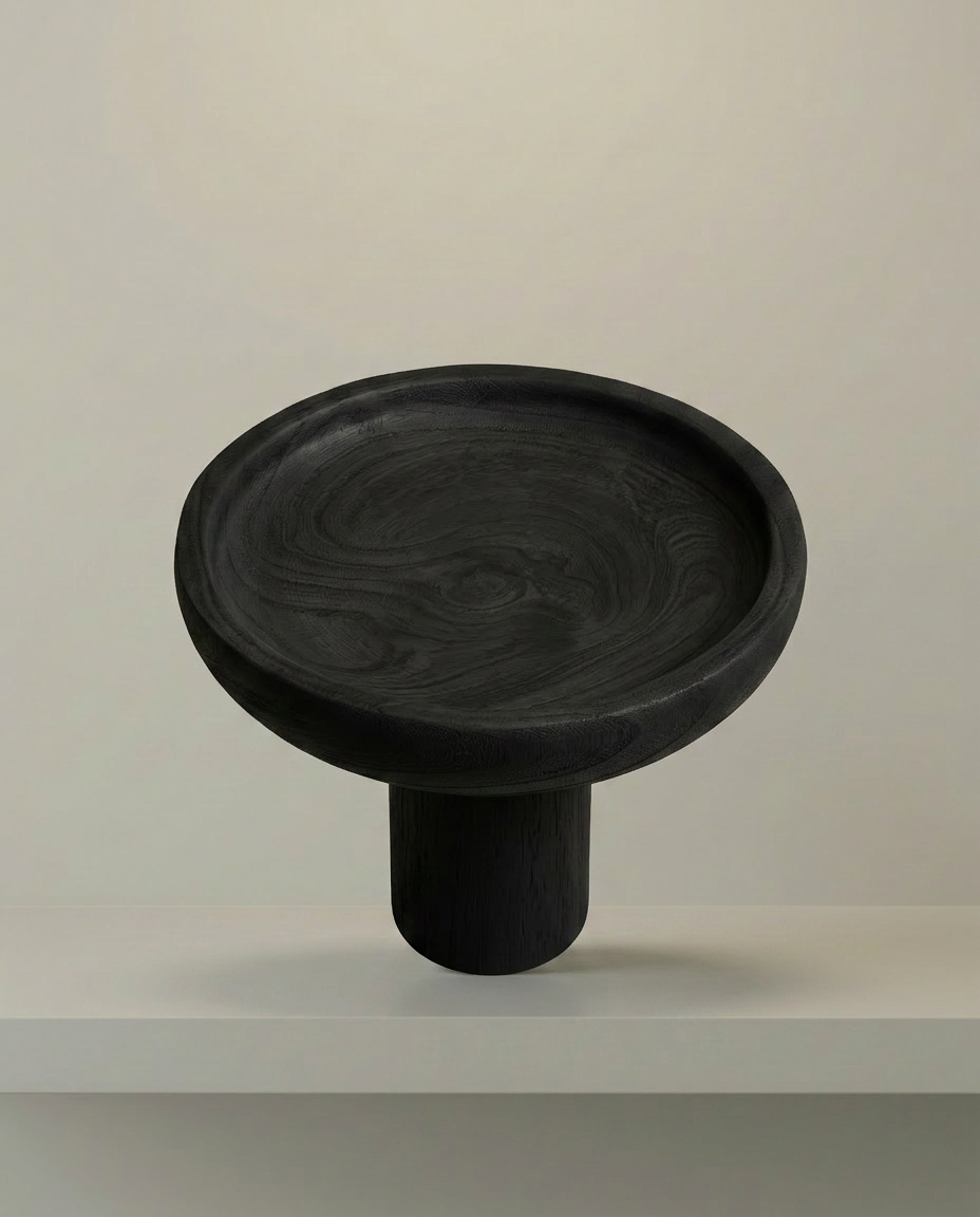 Black Pedestal Candle Holder, elevated angle view
