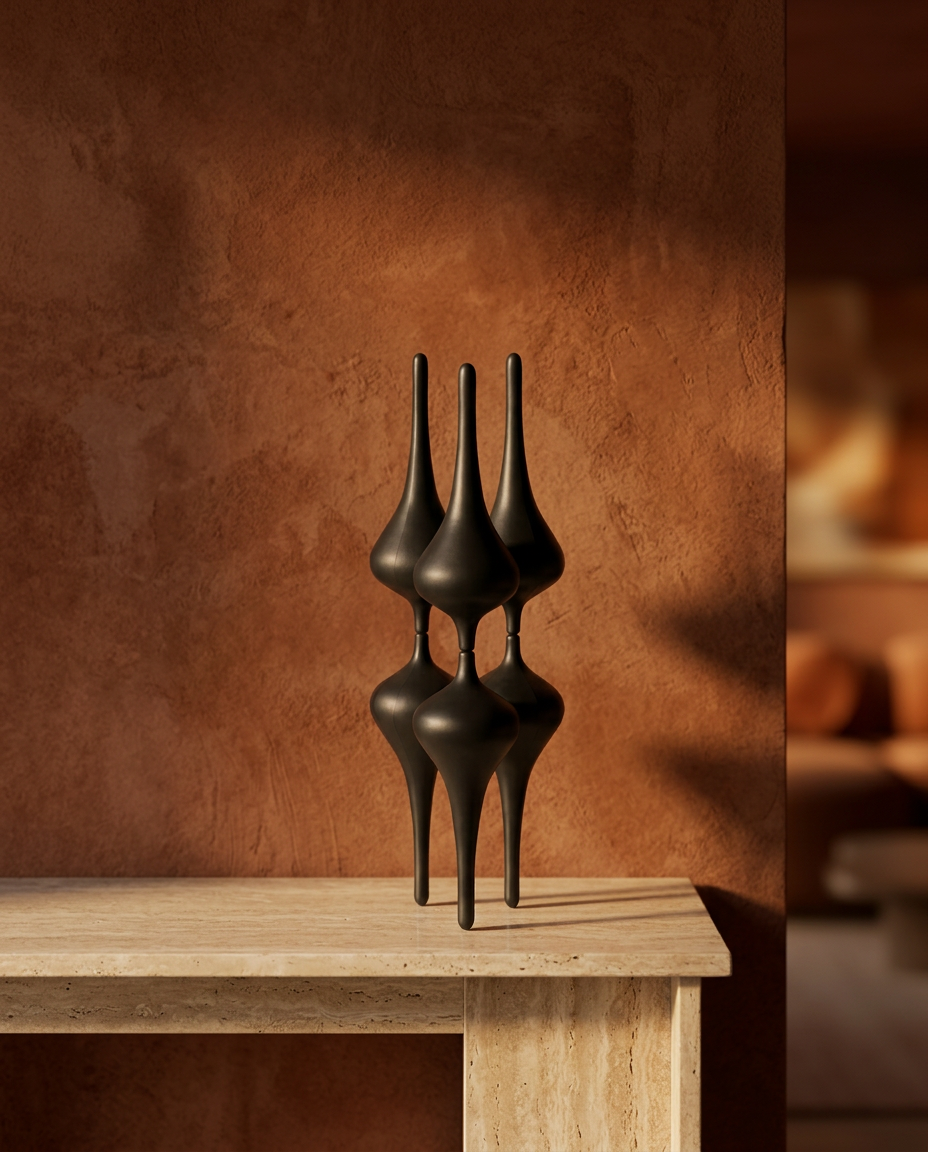 Black Spire Sculpture, styled in a real interior setting