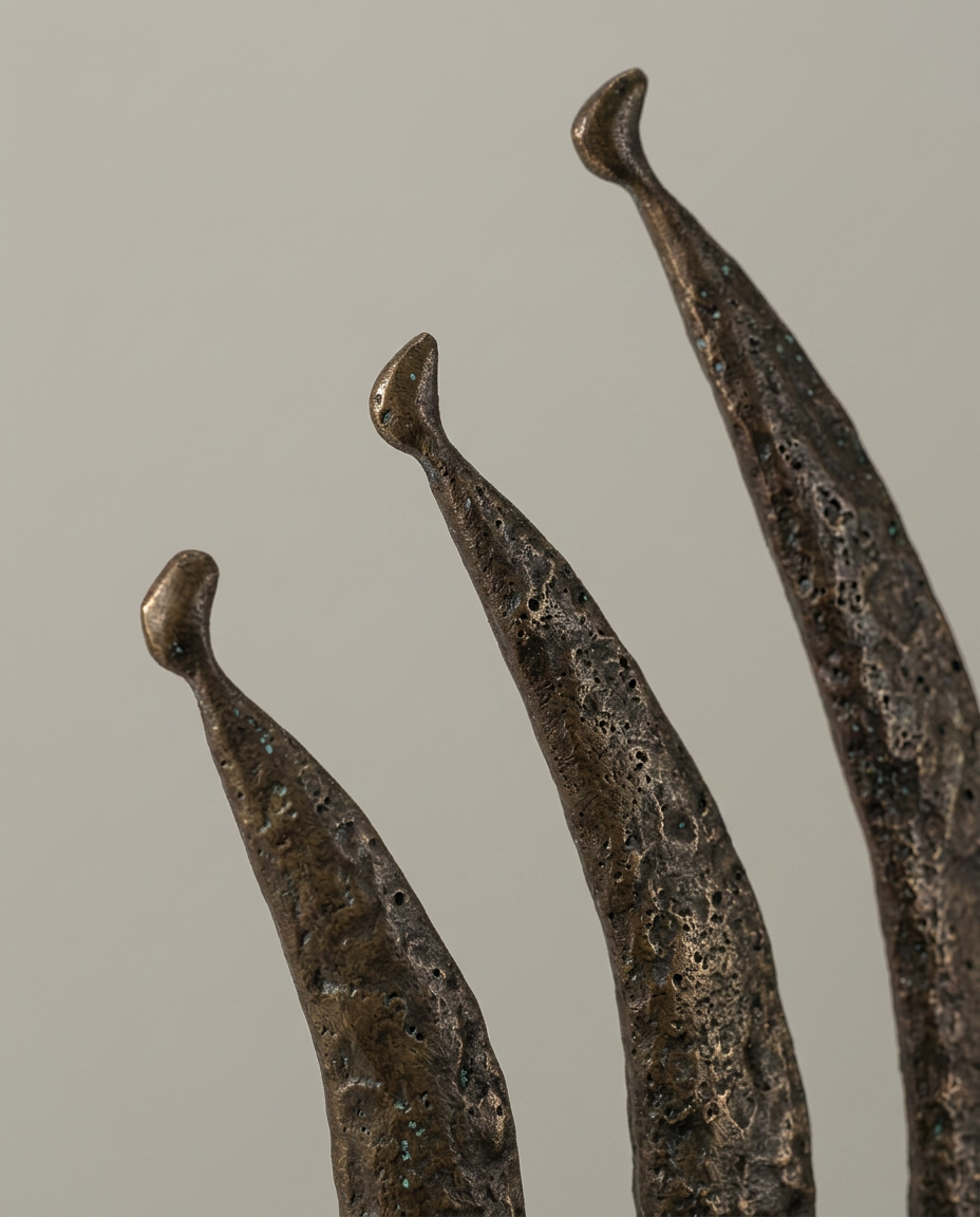 Bronze Fin Sculpture, close-up detail showing texture and material
