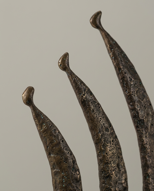 Bronze Fin Sculpture, close-up detail showing texture and material