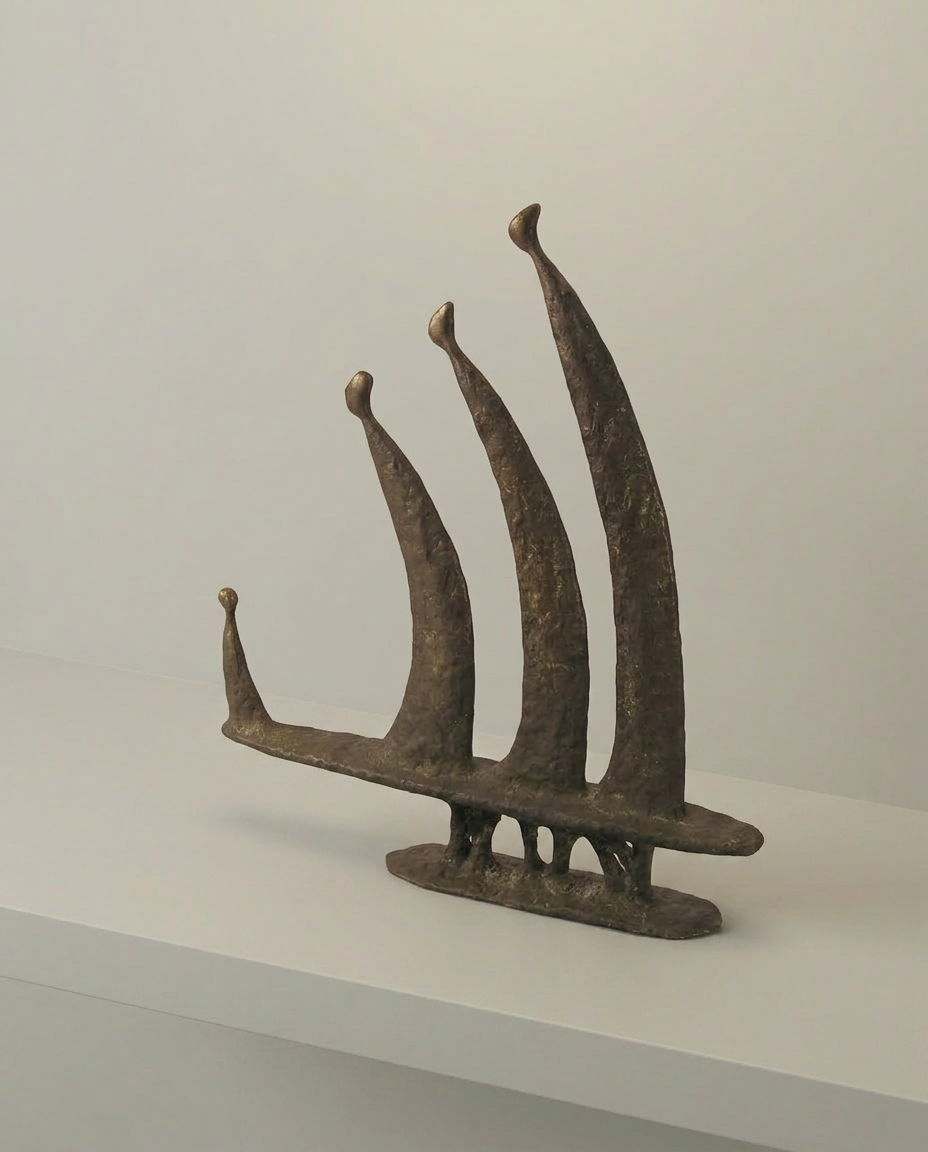 Bronze Fin Sculpture, elevated angle view
