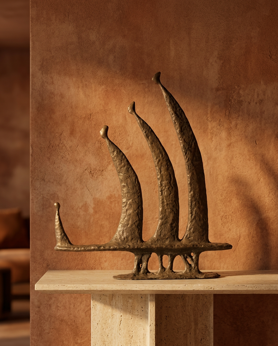Bronze Fin Sculpture, styled in a real interior setting