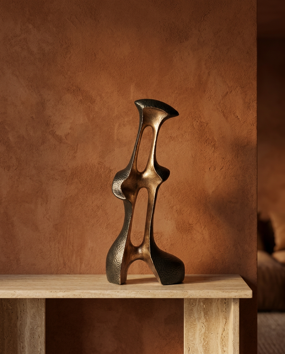 Bronze Flare Sculpture, styled in a real interior setting
