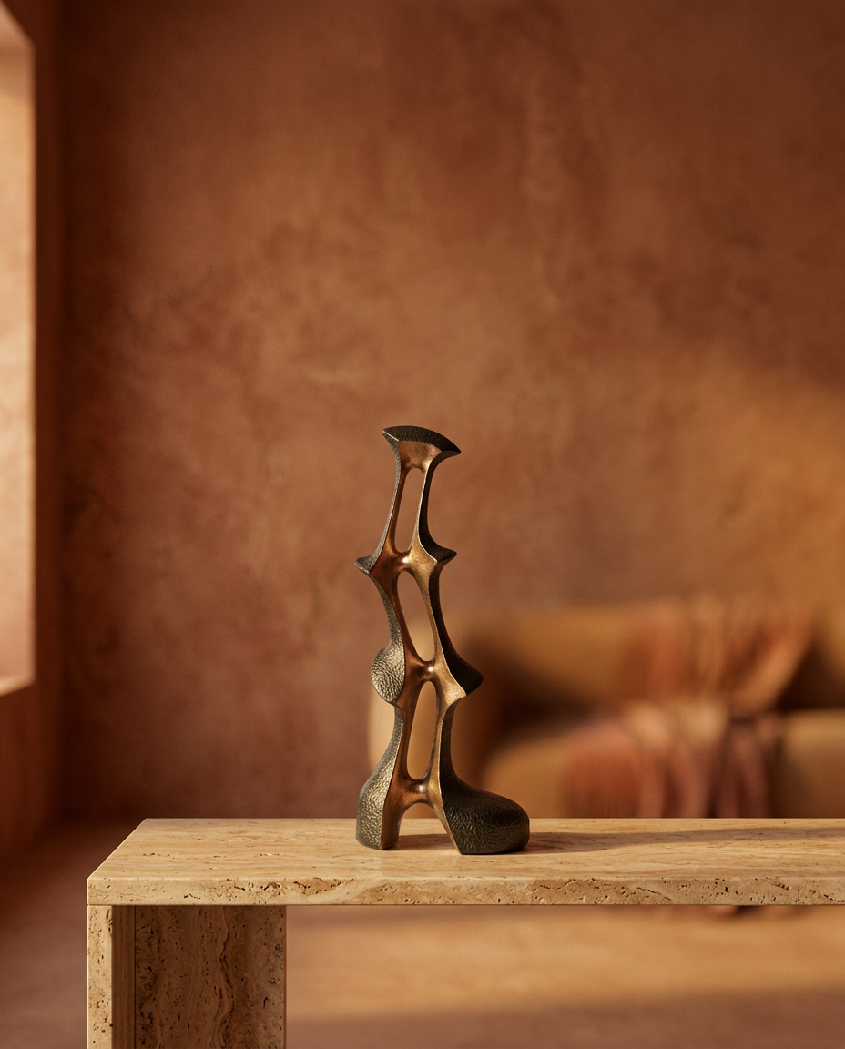 Bronze Tier Sculpture, styled in a real interior setting