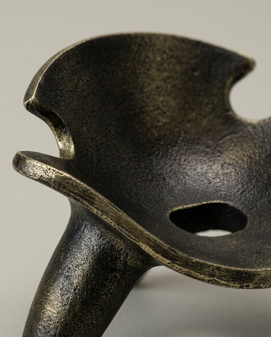 Bronze Tripod Candle Holder, close-up detail showing texture and material