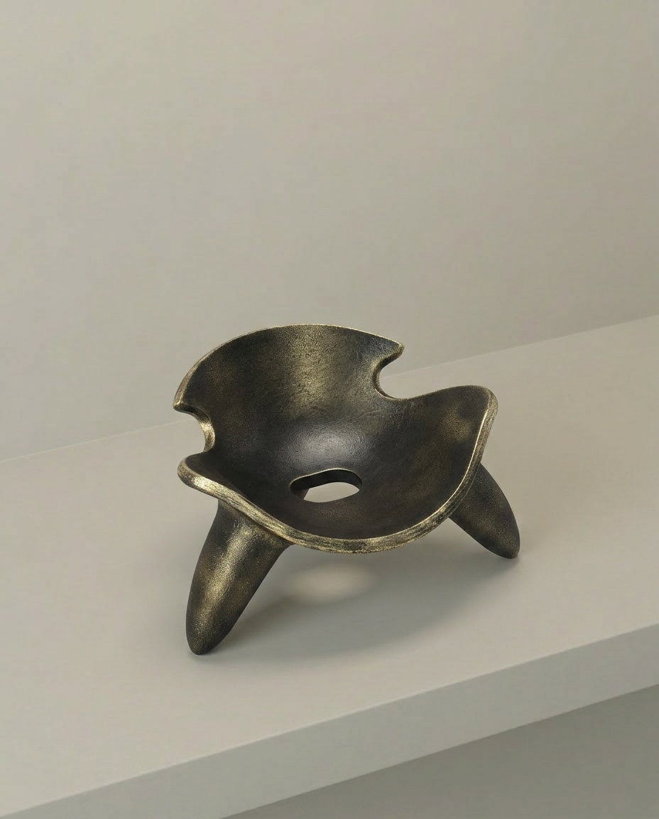 Bronze Tripod Candle Holder, elevated angle view