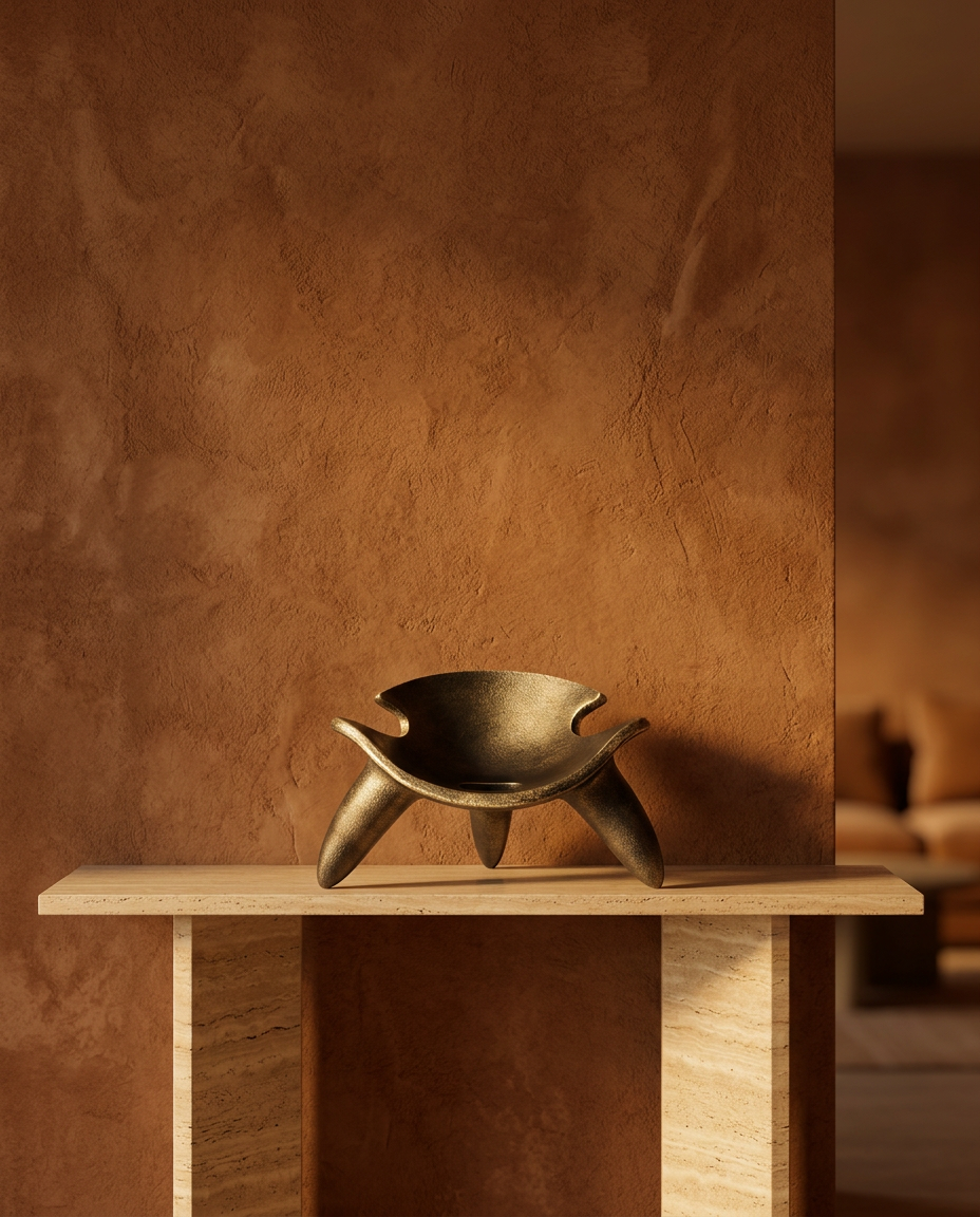 Bronze Tripod Candle Holder, styled in a real interior setting