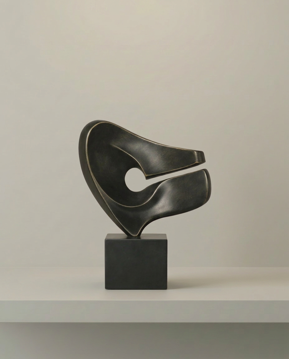 Bronze Wing Sculpture, front view on neutral background
