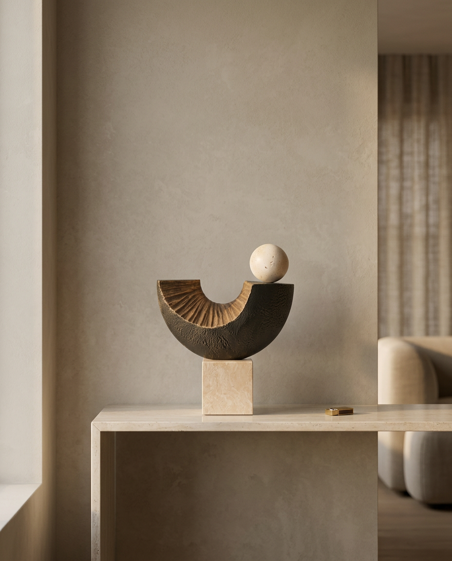 Bruni Balance Sculpture, styled in a real interior setting