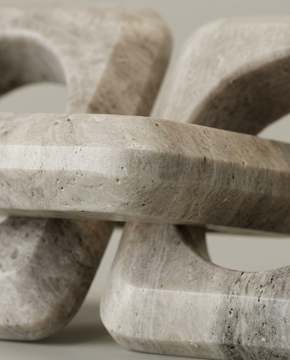 Chain Link Marble Ornament, close-up detail showing texture and material