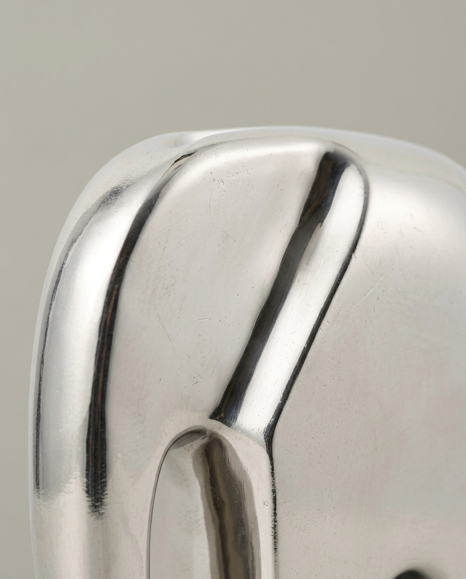 Chrome Elephant Sculpture, close-up detail showing texture and material