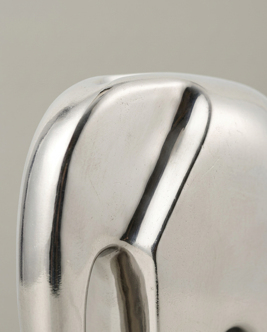 Chrome Elephant Sculpture, close-up detail showing texture and material