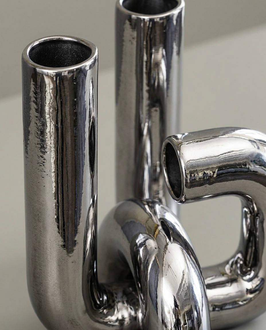 Chrome Tube Sculpture, close-up detail showing texture and material