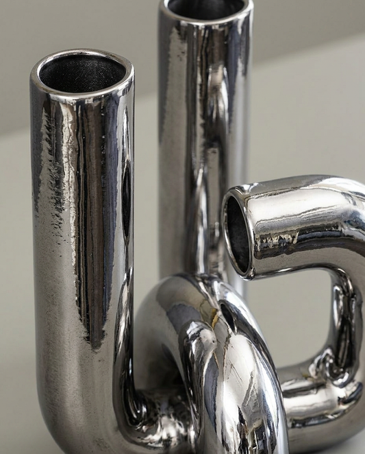 Chrome Tube Sculpture, close-up detail showing texture and material