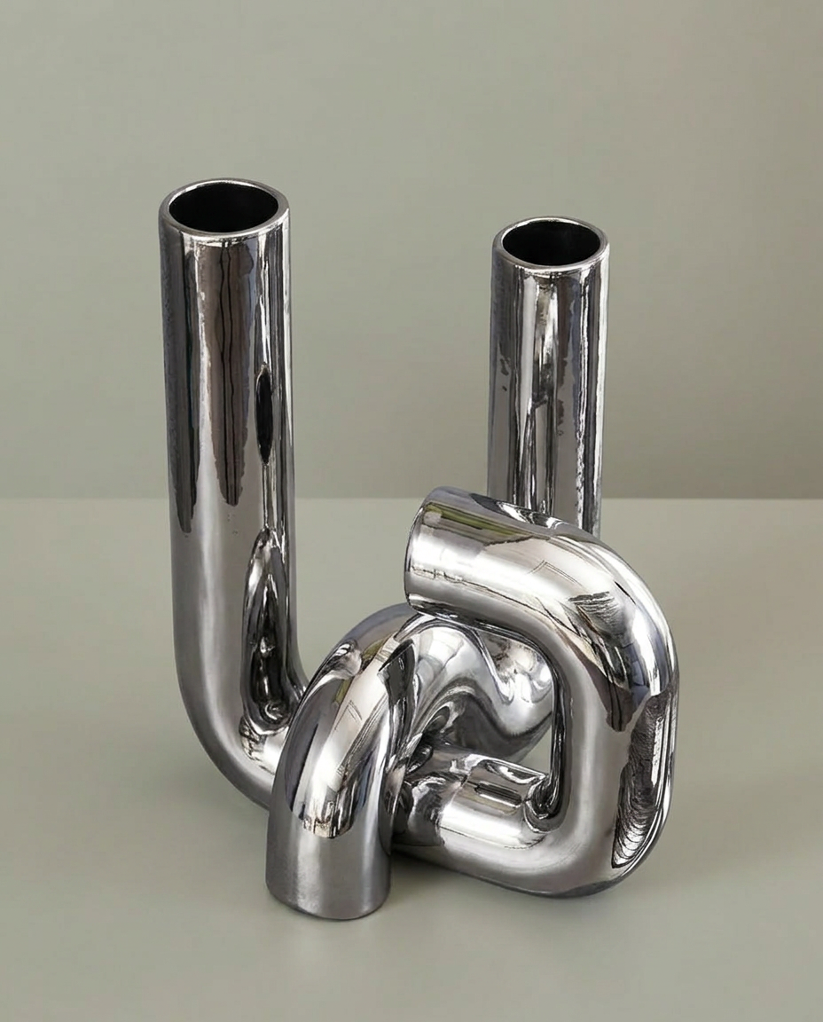 Chrome Tube Sculpture, elevated angle view