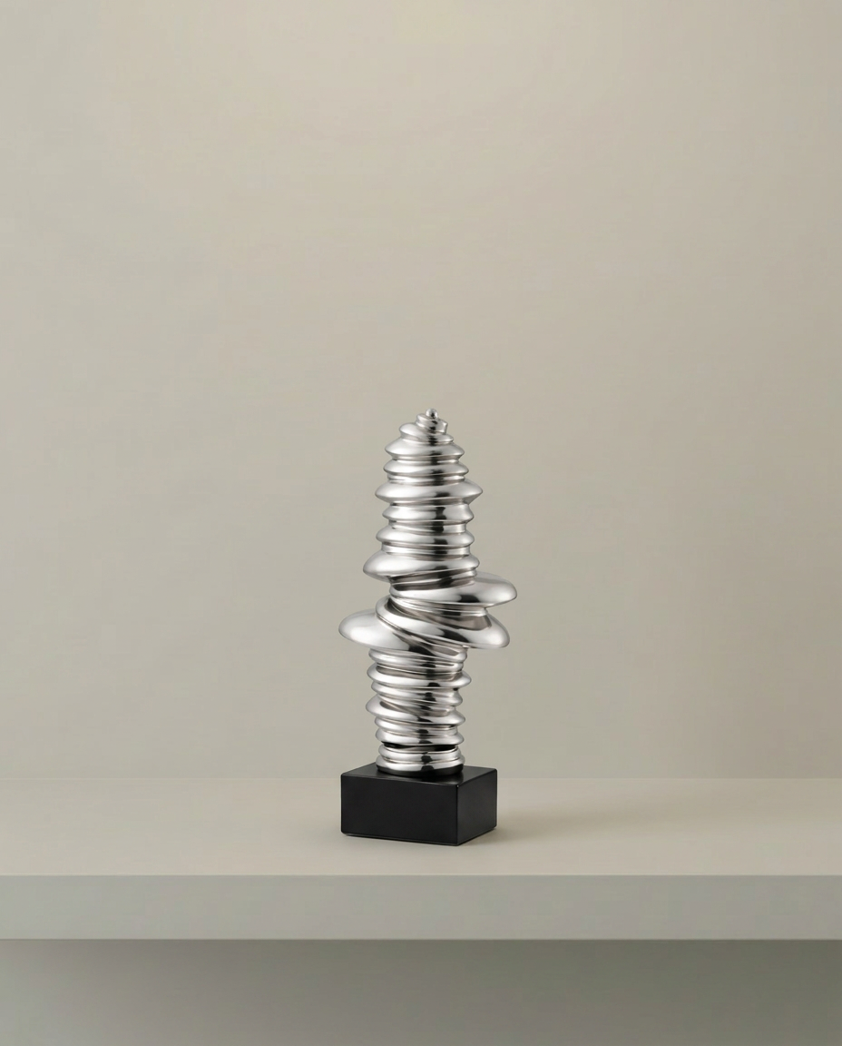 Coil Sculpture, front view on neutral background