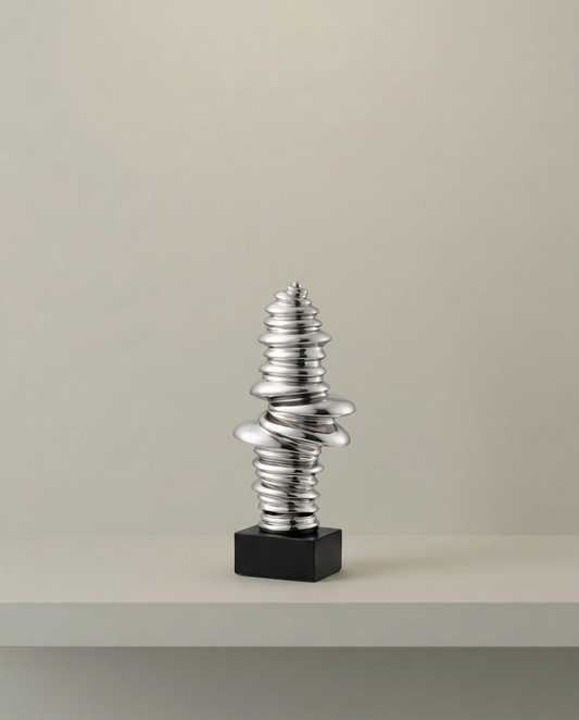 Coil Sculpture, front view on neutral background