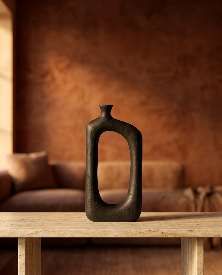 Cut Arch Vase, styled in a real interior setting