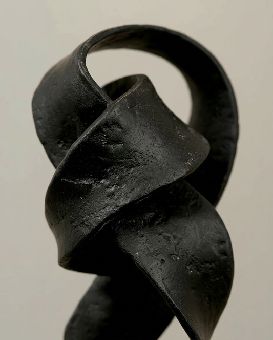 Dark Twist Sculpture, close-up detail showing texture and material
