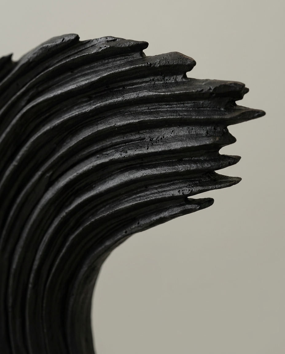Dark Wave Sculpture, close-up detail showing texture and material