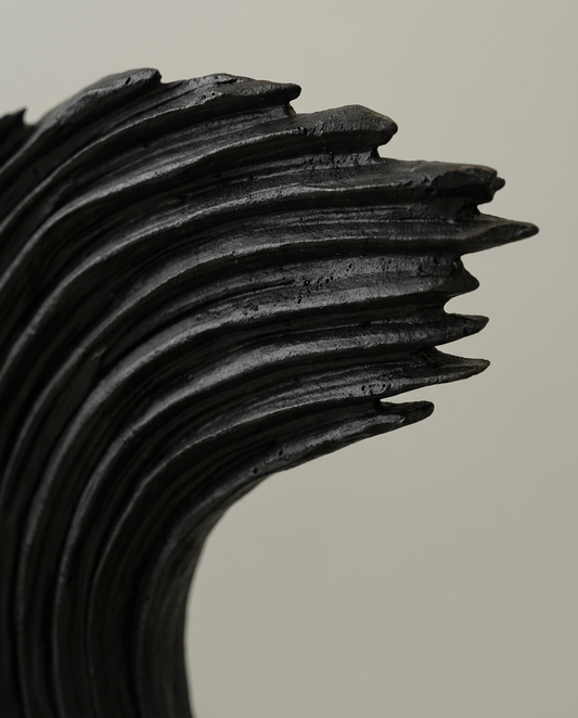 Dark Wave Sculpture, close-up detail showing texture and material