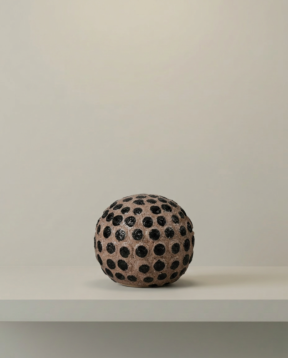 Dimple Sphere, front view on neutral background