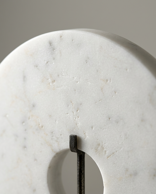 Disc Marble Sculptures, Set of 3, close-up detail showing texture and material