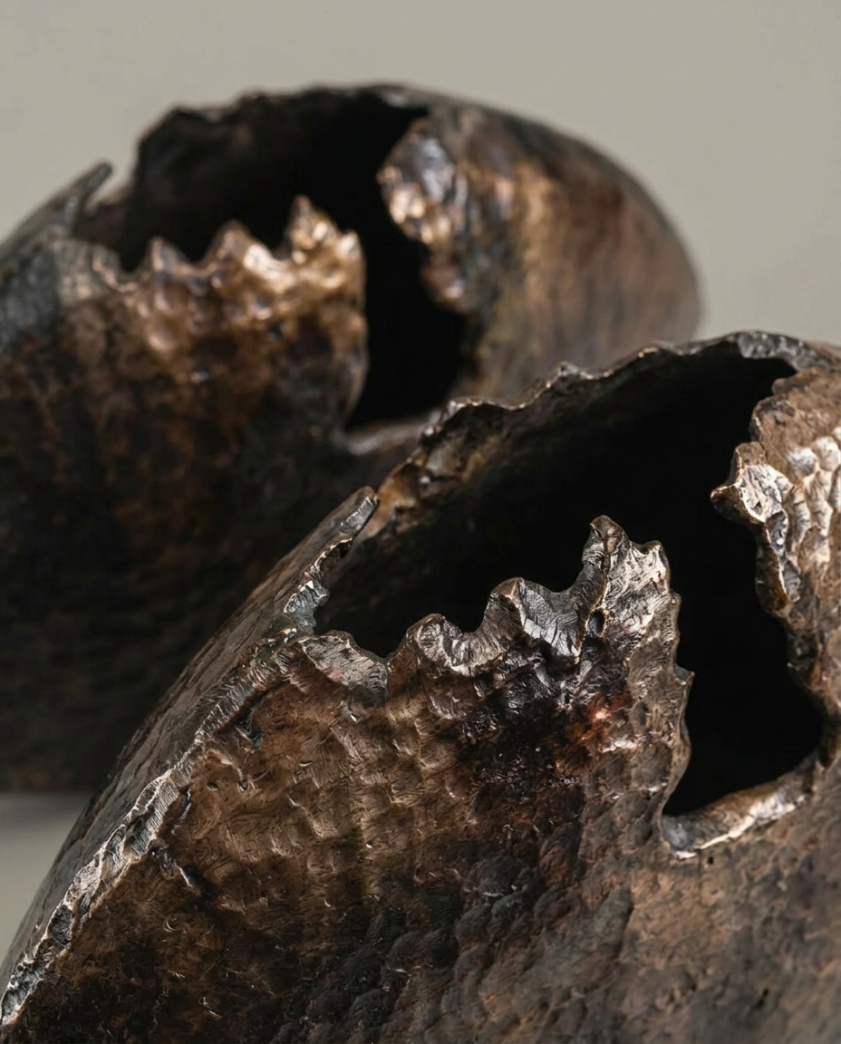 Eroded Vessels, Set of 2, close-up detail showing texture and material