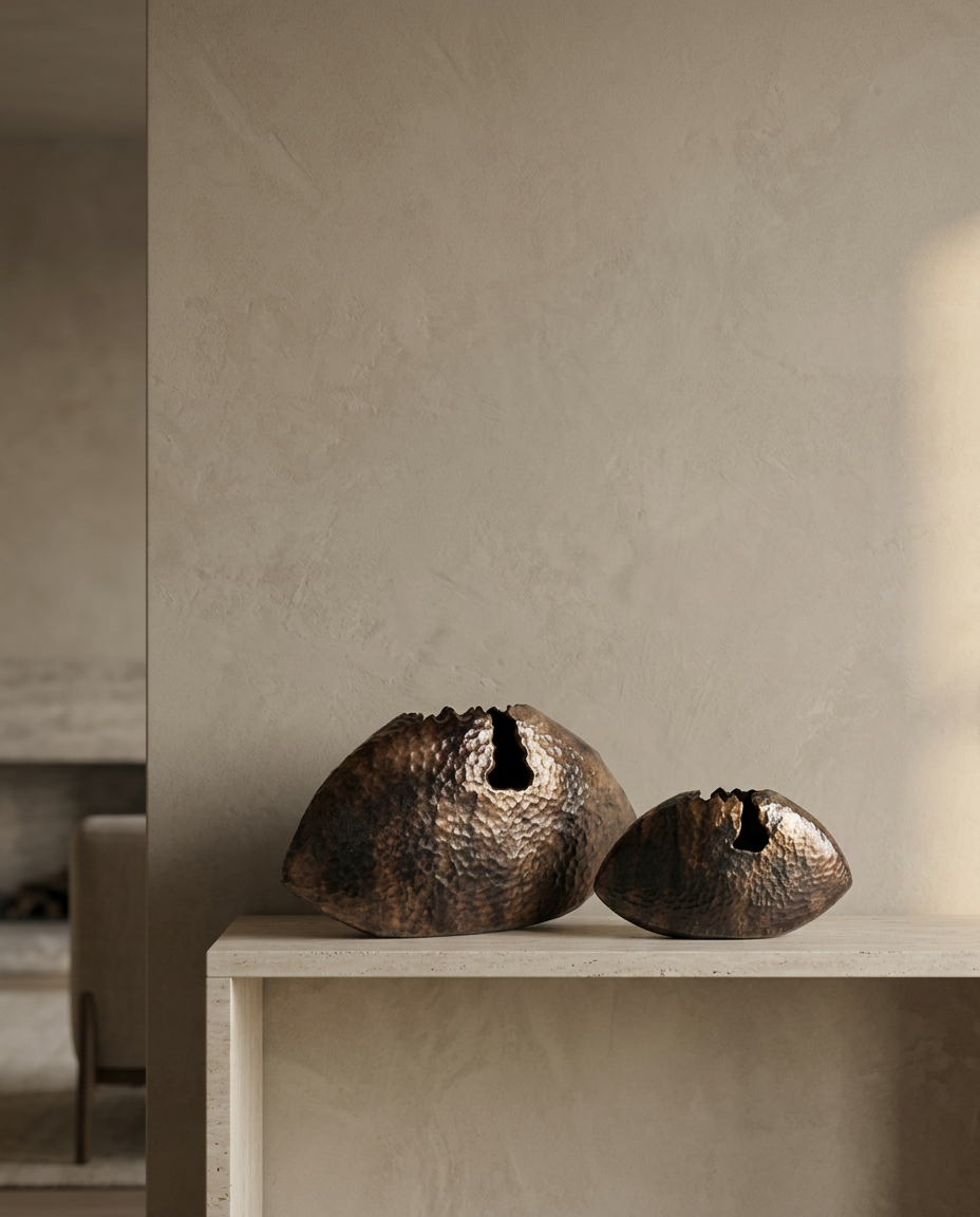 Eroded Vessels, Set of 2, styled in a real interior setting